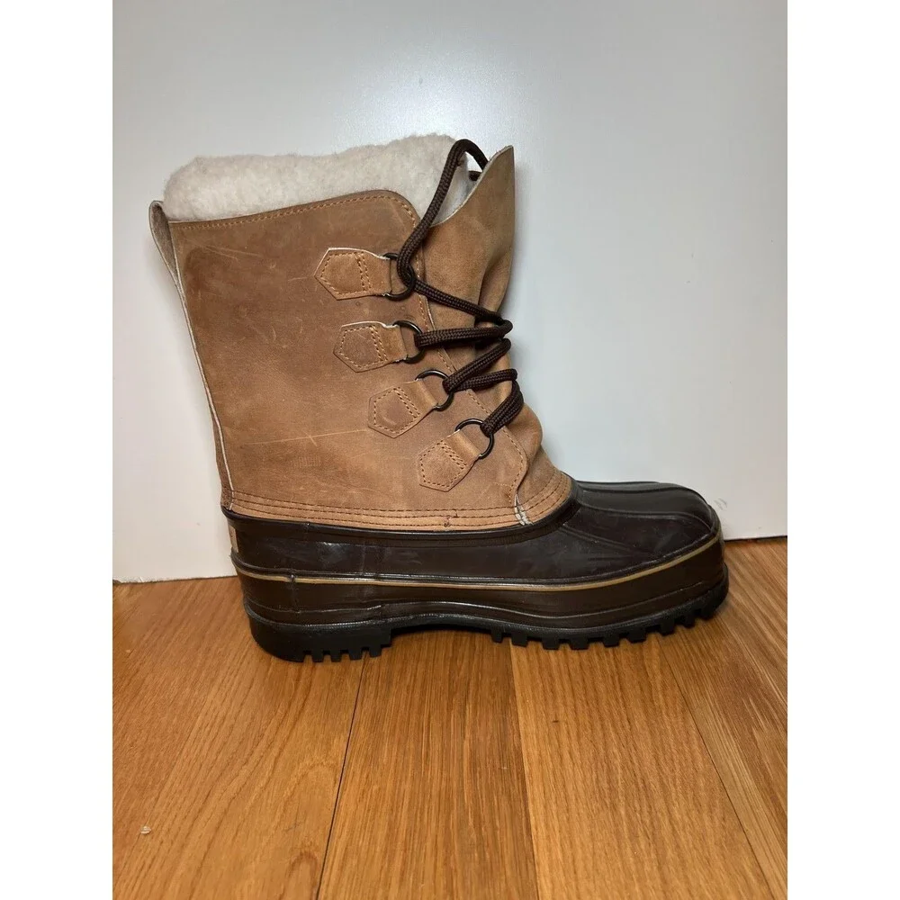 Vintage Eddie Bauer Boots Mens Size 8 Brown Leather Duck Snow Insulated USA